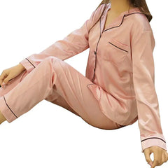 Women's Ice Silk Long Sleeve Pajama Set